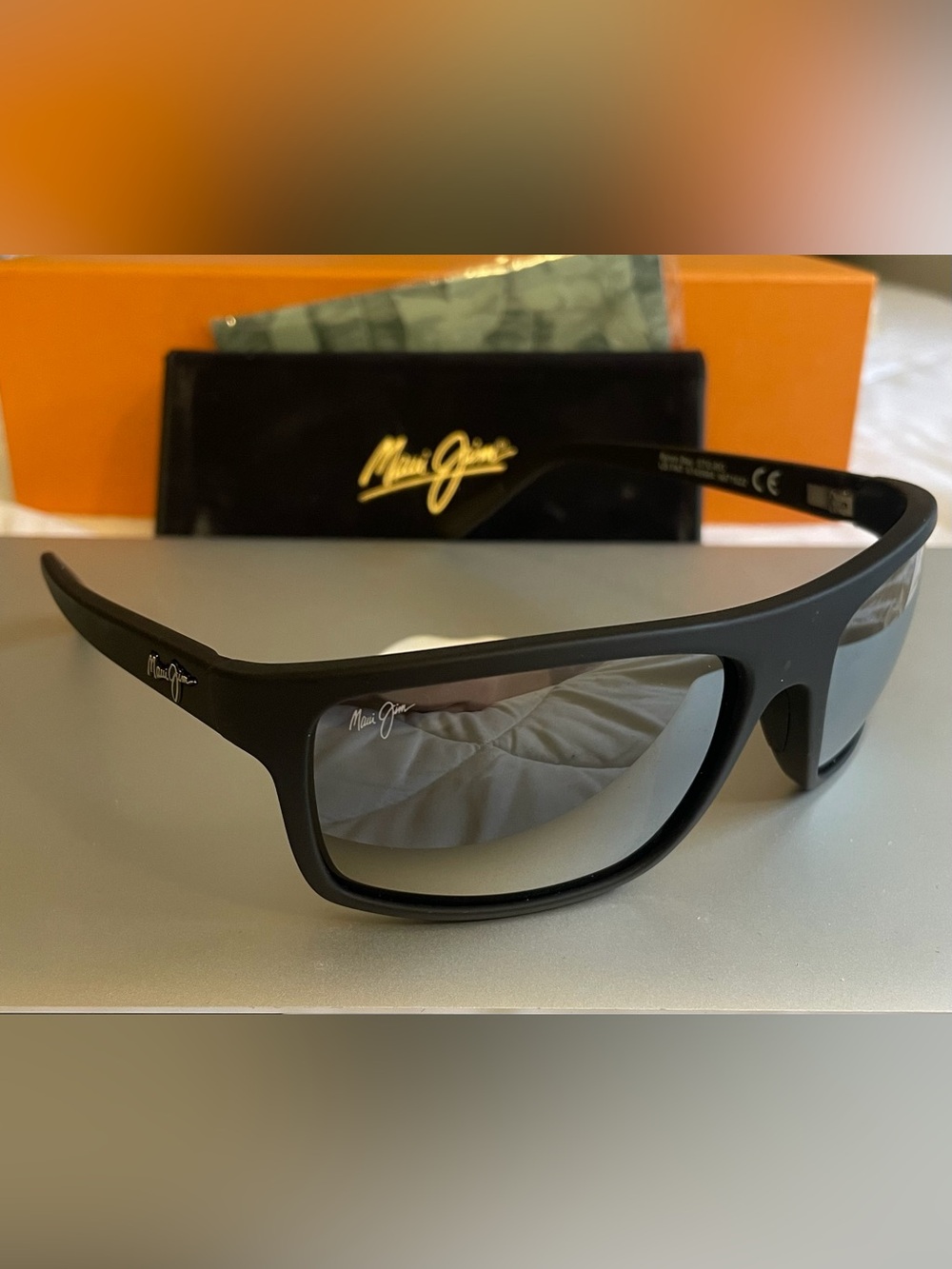 Maui Jim Matte Black Frame with Gray Polarized Lenses Wrap Sunglasses - Picture 4 of 16
